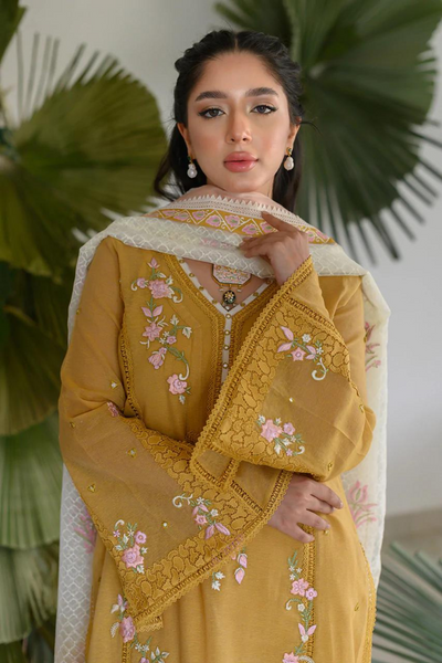 MILA yellow kurta set by Nadia Farooqui Raisa Eid Edit'22. 