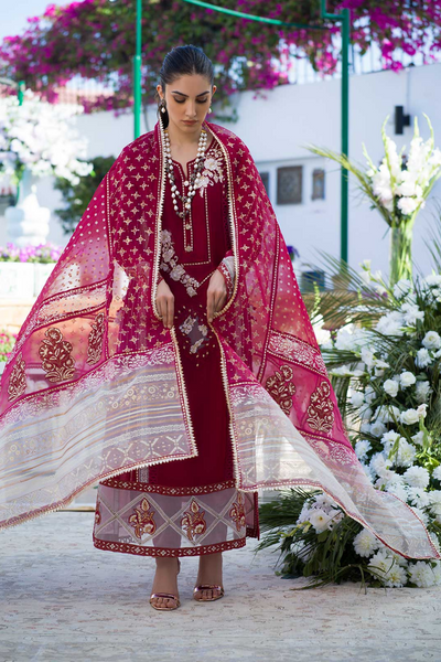 RUBY WOO Silk Organza Suit by Nadia Farooqui 'ZINNIA' Pret