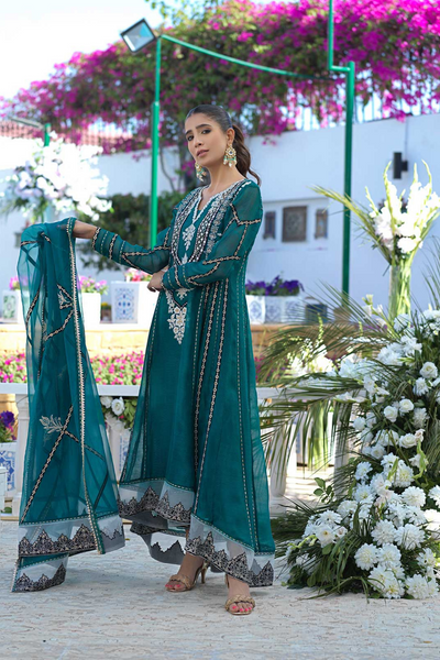 JADED GLORY  Traditional Peshwas by Nadia Farooqui 'ZINNIA' Pret