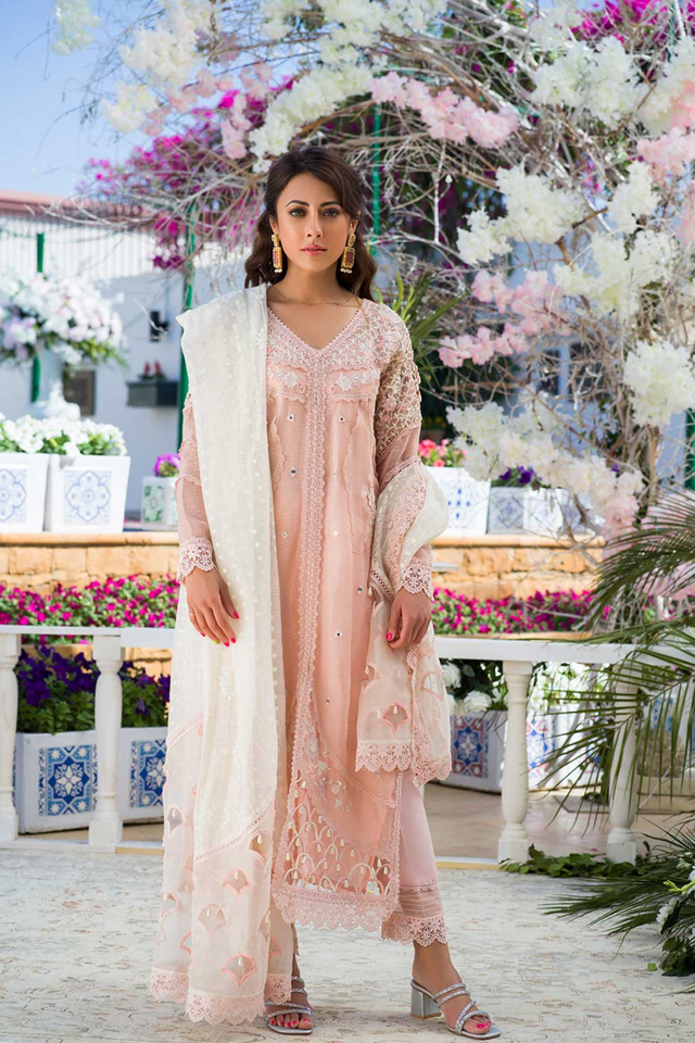 PEARL AFFAIR Silk Karandi Kurta by Nadia Farooqui 'ZINNIA' Pret