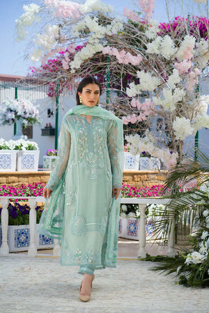 GREEN ENVY Silk Karandi Kurta by Nadia Farooqui 'ZINNIA' Pret"