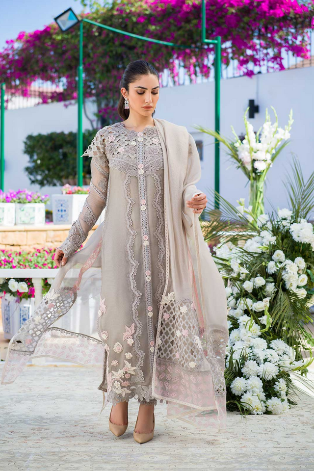 PASTEL CARNATION Cutwork Silk Shirt by Nadia Farooqui 'ZINNIA' Pret"