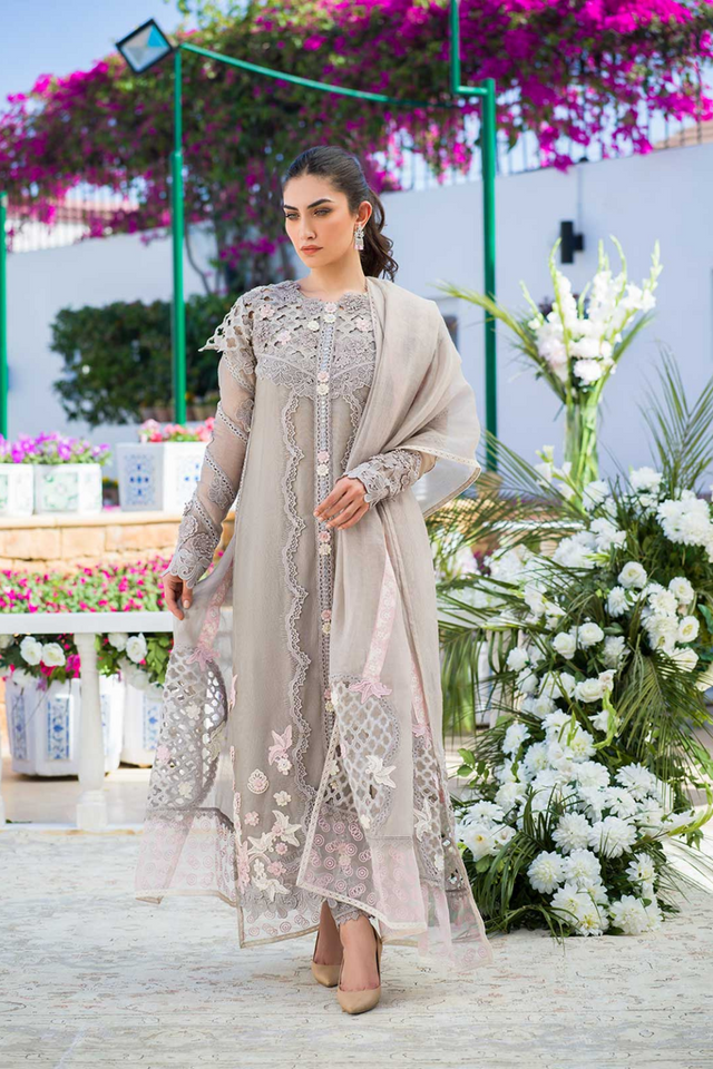 PASTEL CARNATION Cutwork Silk Shirt by Nadia Farooqui 'ZINNIA' Pret"