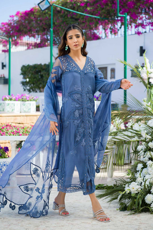 ICY WAVES Silk Karandi Shirt with Mirror Work set 