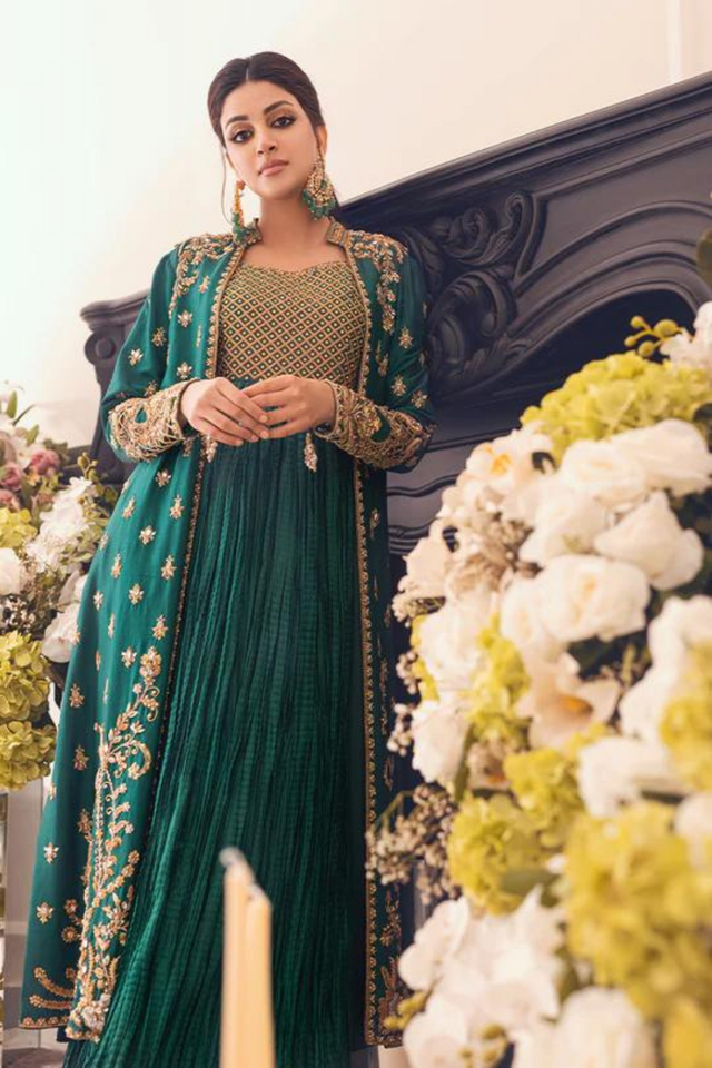 Royale Green Raw Silk Ensemble