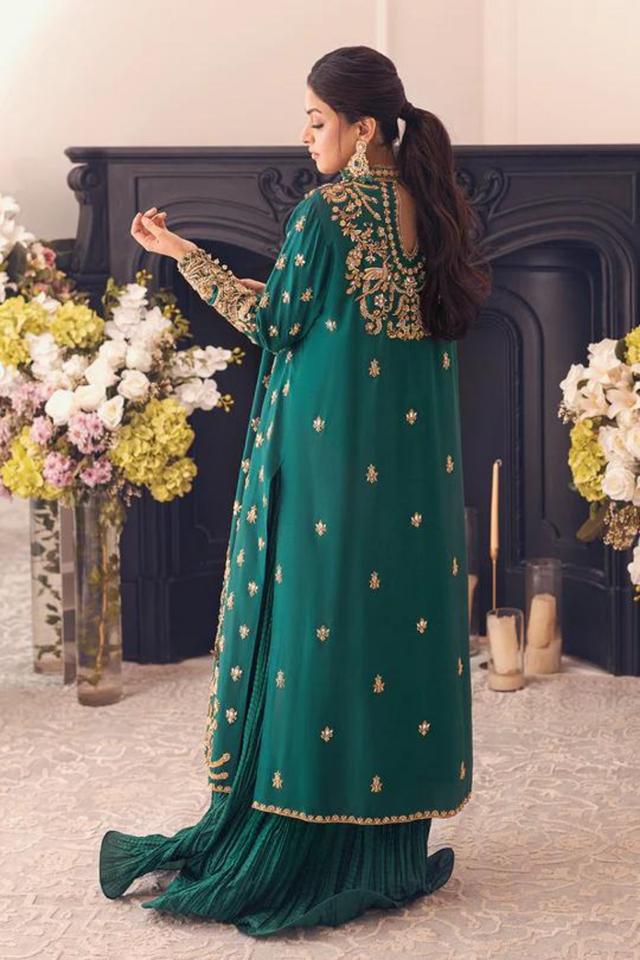 Royale Green Raw Silk Ensemble