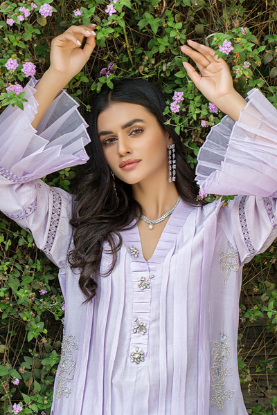 ARZOO-2 Lilac Raw Silk Dress by REEMA AHSAN Eid '22 Collection