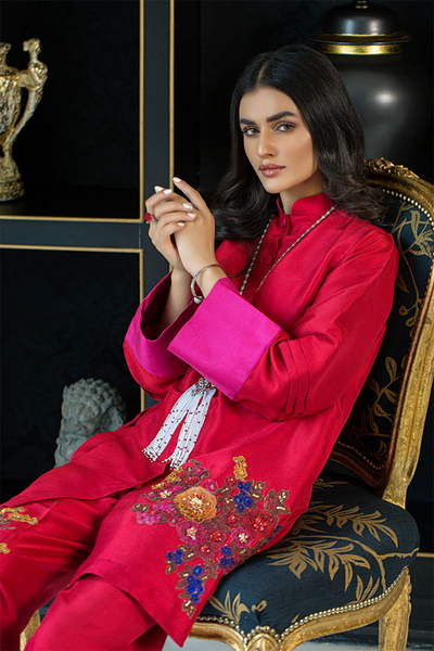 AROOJ Raw Silk Shirt & Culottes by REEMA AHSAN's Eid '22 Collection