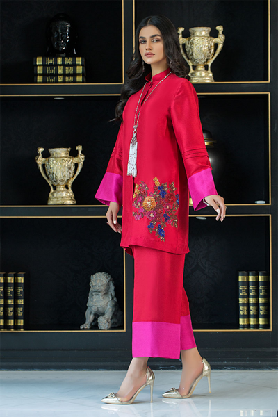 AROOJ Raw Silk Shirt & Culottes by REEMA AHSAN's Eid '22 Collection