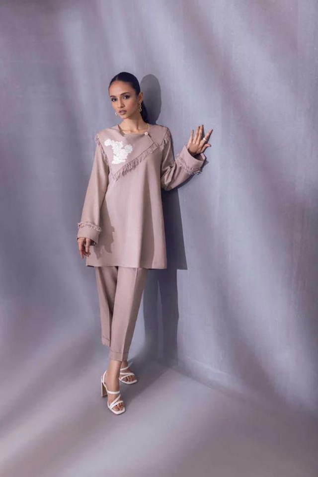 NOVA Beige Cotton Top by  SANA ABBAS La Fiesta '22