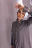 TIANA Charcoal Grey Cotton Top by SANA ABBAS La Fiesta '22 