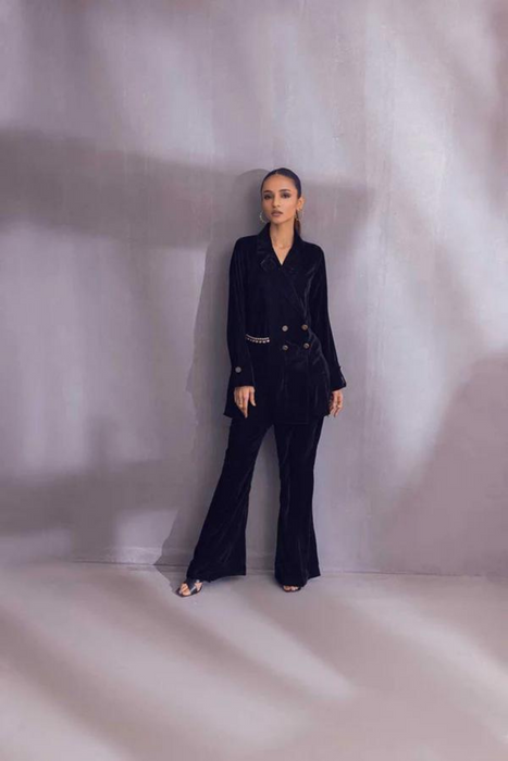 CLARE Black Velvet Blazer by SANA ABBAS La Fiesta '22