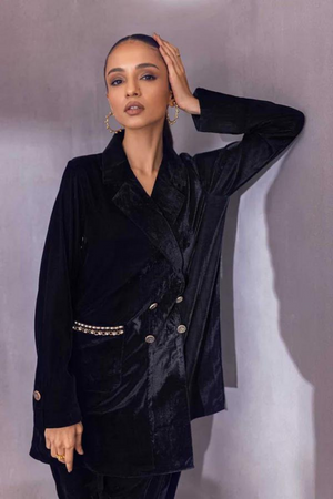 CLARE Black Velvet Blazer by SANA ABBAS La Fiesta '22