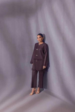 ELENA Deep Brown Irish Cotton Top by  SANA ABBAS La Fiesta '22