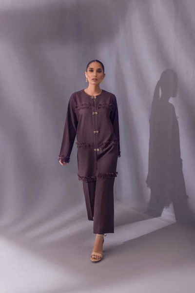 ELENA Deep Brown Irish Cotton Top by  SANA ABBAS La Fiesta '22