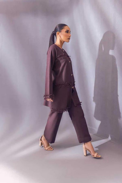 ELENA Deep Brown Irish Cotton Top by  SANA ABBAS La Fiesta '22