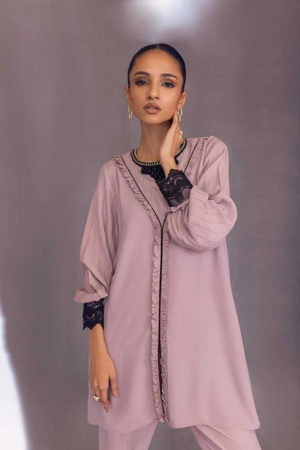 ESTELLE Mauve Georgette Top by SANA ABBAS La Fiesta '22