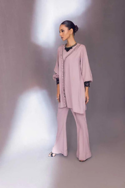 ESTELLE Mauve Georgette Top by SANA ABBAS La Fiesta '22