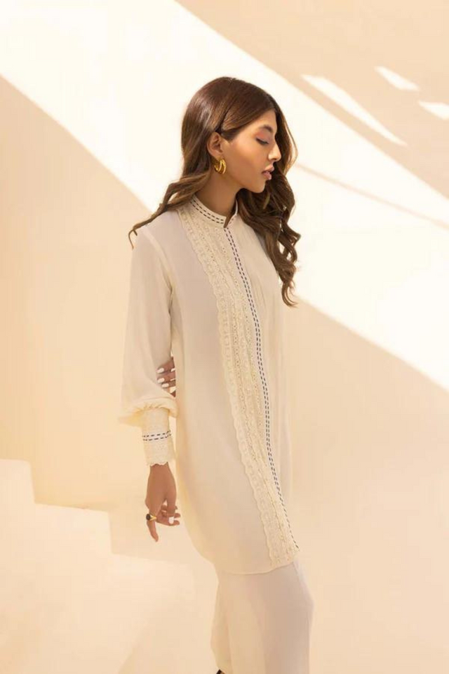 SIBYL Ivory Pearl Sibyl Shirt by Sana Abbas La Fiesta