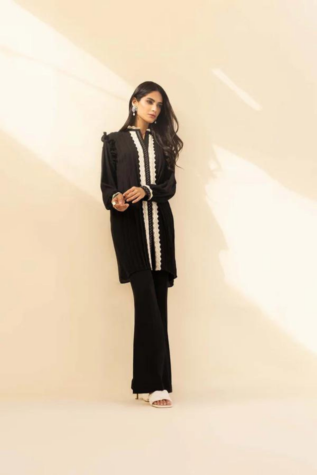 EVELYN Black Lace Shirt by Sana Abbas La Fiesta