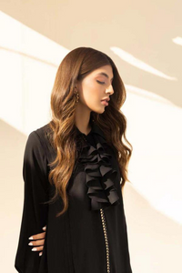 CECILY Black Collared with pleat, ruffle Shirt by Sana Abbas La Fiesta