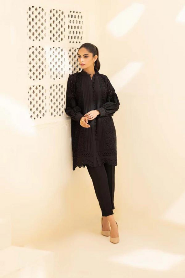 DONNA Black Eyelet Shirt by Sana Abbas La Fiesta