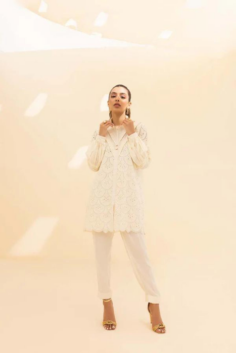 IRENE Ivory Eyelet Shirt by Sana Abbas La Fiesta