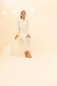 IRENE Ivory Eyelet Shirt by Sana Abbas La Fiesta