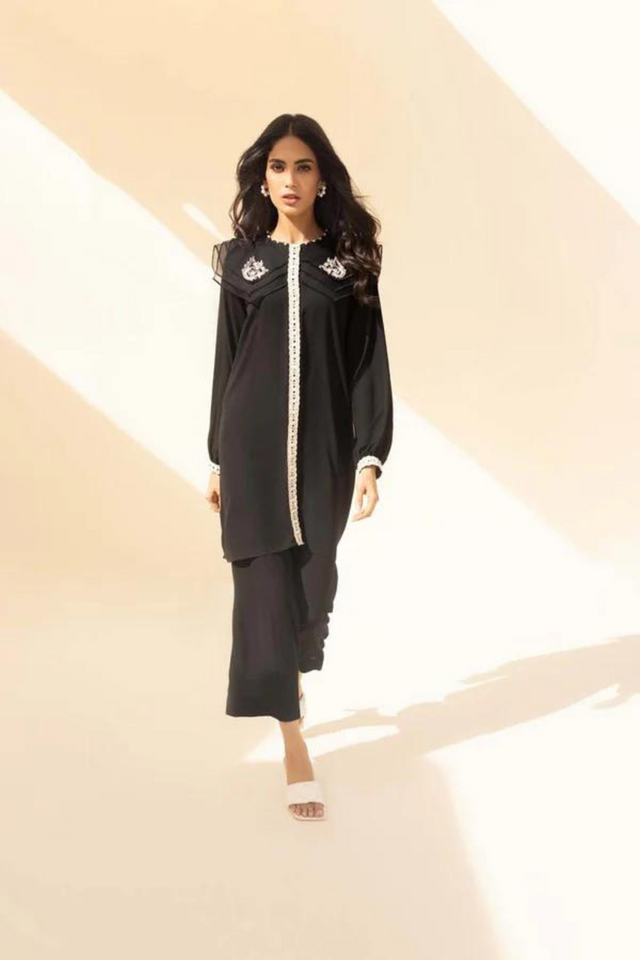 MAISIE Black Pearl Embellished Shirt by Sana Abbas La Fiesta