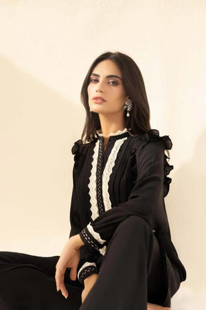 MAISIE Black Pearl Embellished Shirt by Sana Abbas La Fiesta