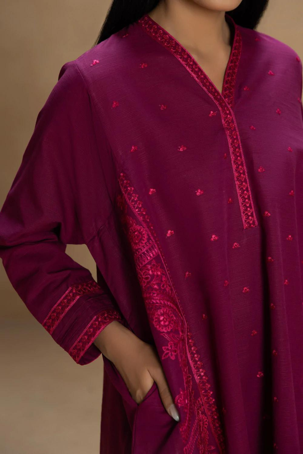 Embroidered Khaddar Shirt - second image