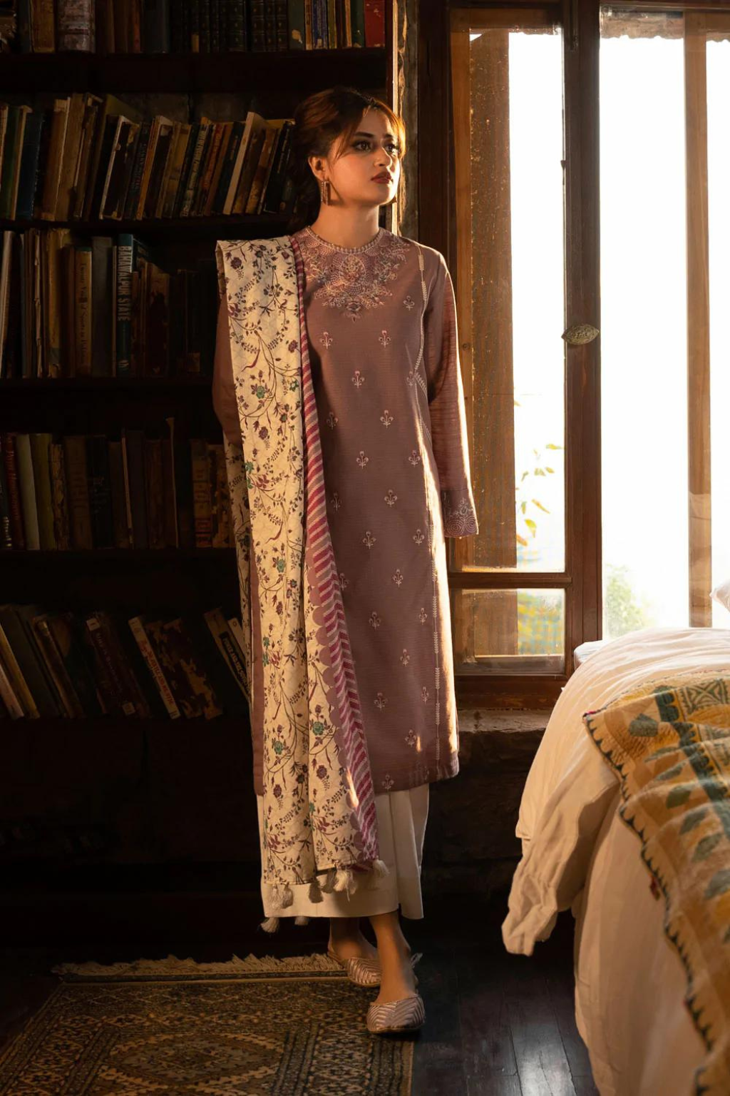 Embroidered Zari Khaddar Shirt