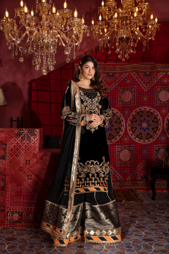 AZAL Black Heirloom-Worthy Silk Velvet Design outfit 
