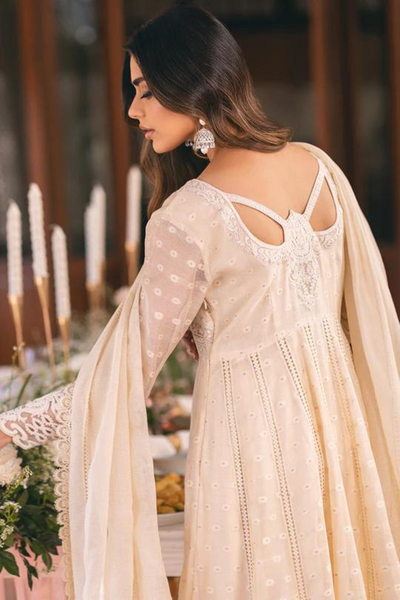 ZOHA Beige Cotton Net Kalidaar