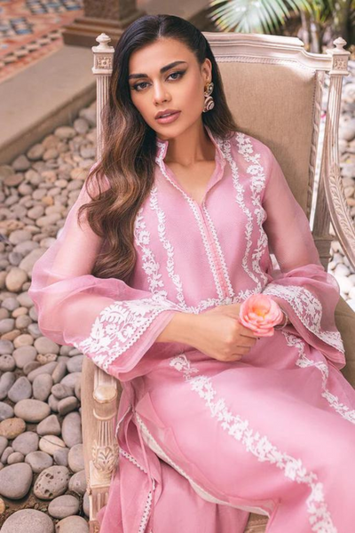 Berina Pink Cotton Net kurta set