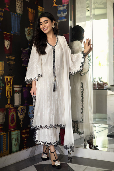 TULIP Cotton Net Shirt & Chiffon Dupatta Set
