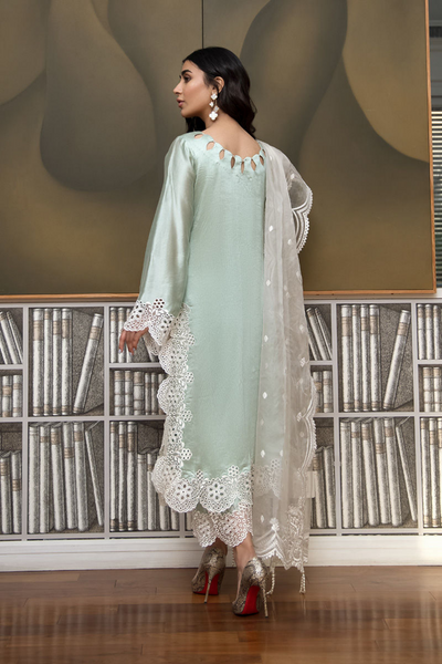 IVY Silk Shirt & Pants with Organza Dupatta