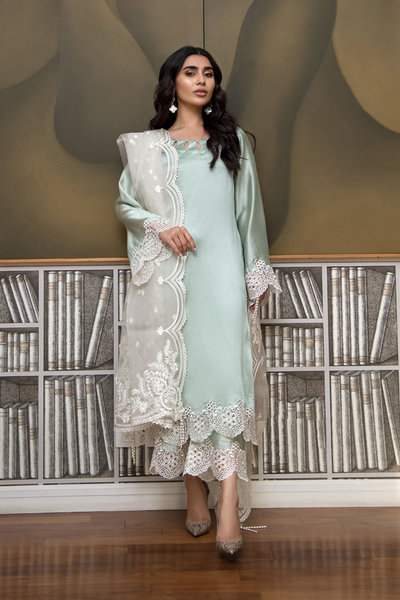IVY Silk Shirt & Pants with Organza Dupatta