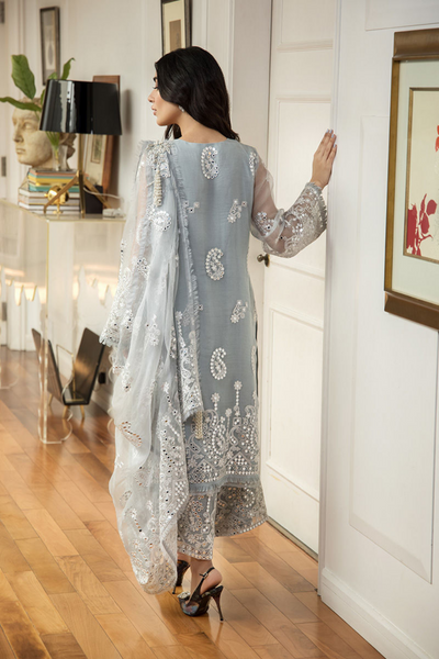 EARL Grey Organza Separates with Sheesha & Tassels