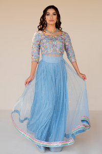 VERA Sky Blue Peshwas & Sharara Set by SHAZIA RAUF KHAN FORMAL'22