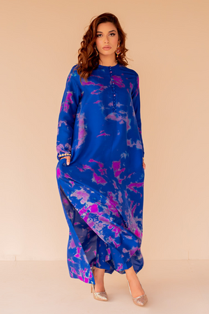 IVY Tie & Dye Maxi with Raw Silk Pants by  SHAZIA RAUF KHAN