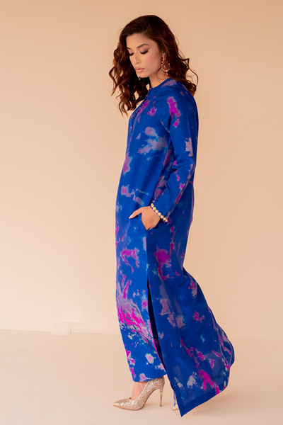 IVY Tie & Dye Maxi with Raw Silk Pants by  SHAZIA RAUF KHAN