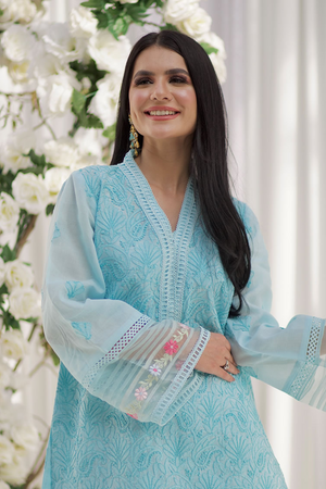 SKY BLUE Chikankari Shirt & Embroidered Pants