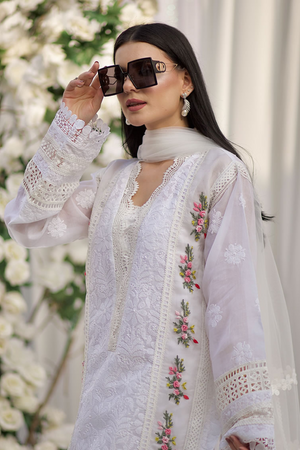 FRENCH ROSE  Chikankari Shirt with Hand-Embroidered Roses 