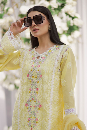 DAISY Chikankari Shirt, Lace Pants & Embroidered Dupatta