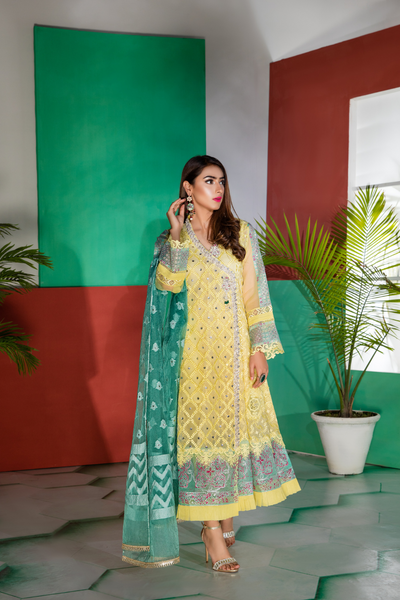 Saahi Nazaan - Yellow Angrakha - bilalgarments