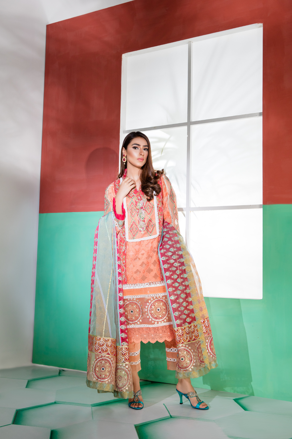 Saahi Nazaan - Peach Block Print