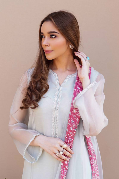 PEARL RIVER Elegant  Organza Eid Shirt by  Uzma & Afsheen Adaa