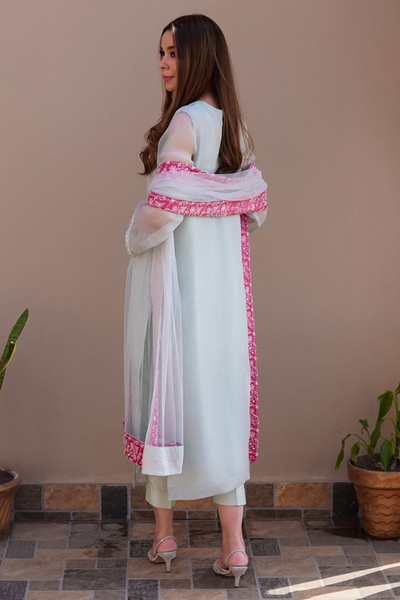 PEARL RIVER Elegant  Organza Eid Shirt by  Uzma & Afsheen Adaa