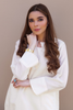 DIVINE HEAVEN Regal Ivory Cotton Silk Eid Shirt by Uzma & Afsheen Adaa